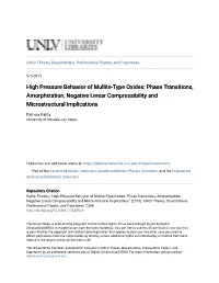 High Pressure Behavior of Mullite-Type Oxides: Phase Transitions, Amorphization, Negative Linear Compressibility and Microstructural Implications