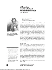 Ivan Illich: Critic of Professionalized Design Carl Mitcham