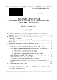 The Icha Newsletter Newsletter of the Inter-Union Commission For