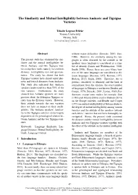 The Similarity and Mutual Intelligibility Between Amharic and Tigrigna Varieties