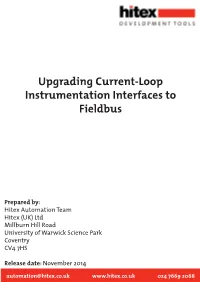 Upgrading Current-Loop Instrumentation Interfaces to Fieldbus