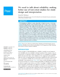 We Need to Talk About Reliability: Making Better Use of Test-Retest Studies for Study Design and Interpretation