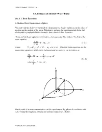 Ch.1: Basics of Shallow Water Fluid ∂