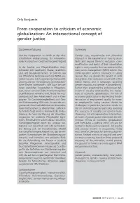 From Cooperation to Criticism of Economic Globalization: an Intersectional Concept of Gender Justice
