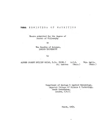 HEMIPTERA of MAURITIUS Thesis Submitted for the Degree of Doctor of Philosophy in the Faculty of Science, LONDON UNIVERSITY by A