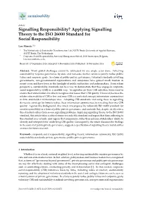 Applying Signalling Theory to the ISO 26000 Standard for Social Responsibility