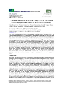 Characterization of Free Volatile Compounds in Fiano Wine