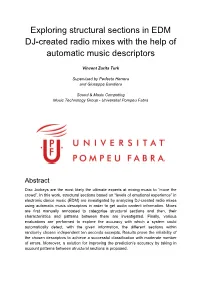 Exploring Structural Sections in EDM DJ-Created Radio Mixes with the Help of Automatic Music Descriptors