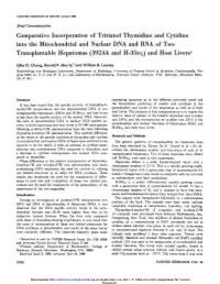 Into the Mitochondrial and Nuclear DNA and RNA of Two Transplantable Hepatomas (3924A and H-35Tc2) and Host Livers'