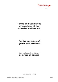 Terms and Conditions of Members of the Austrian Airlines AG for The