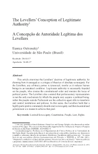 The Levellers' Conception of Legitimate Authority1 a Concepção
