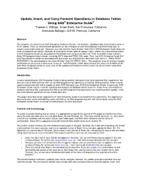 Update, Insert, and Carry-Forward Operations in Database Tables Using SAS Enterprise Guide