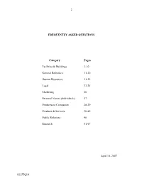 2 9215FQ14 FREQUENTLY ASKED QUESTIONS Category Pages Facilities & Buildings 3-10 General Reference 11-20 Human Resources