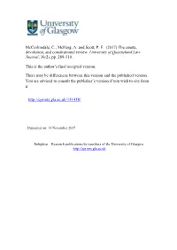 (2017) the Courts, Devolution, and Constitutional Review. University of Queensland Law Journal, 36(2), Pp