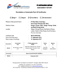 ASSESSMENT REPORT Roundtable on Sustainable Palm Oil Certification