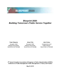 Blueprint 2020: Building Tomorrow's Public Service Together