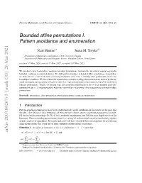 Bounded Affine Permutations I. Pattern Avoidance and Enumeration Arxiv