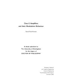 Class E Amplifiers and Their Modulation Behaviour