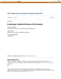 E-Mentoring: a Model and Review of the Literature