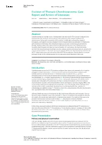 Excision of Thoracic Chondrosarcoma: Case Report and Review of Literature