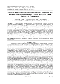 Statistical Approach to Optimize the Nutrient Components for Pneumocandin B0 Production by Zelerion Arboricola Under Submerged Fermentation