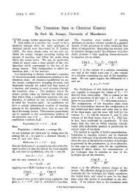 The Transition State in Chemical Kinetics by Prof