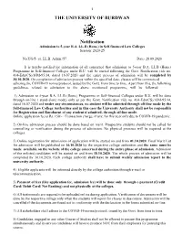 THE UNIVERSITY of BURDWAN Notification