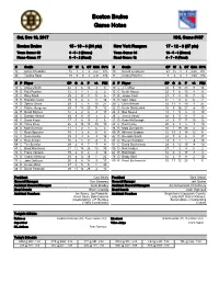 Boston Bruins Game Notes