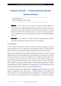 Malcolm Turnbull — a Feisty Interview with the Shadow Minister