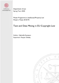 Text and Data Mining in EU Copyright Law