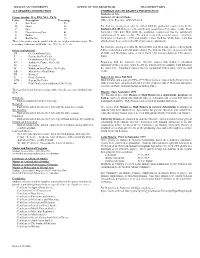 TRANSCRIPT KEY ALL DEGREES INFORMATION UNDERGRADUATE DEGREES INFORMATION Bachelor of Arts Course Grades: B.A.,BLS, M.A., Ph.D