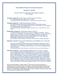 Annual Week of Prayer for Christian Unity Events