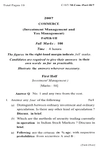 Full Marks : 100 Time : 4 Hours the Figures in the Right-Hand Margin Indicate Full Marks
