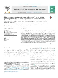 Biochemical and Biophysical Characterization of a Mycoredoxin