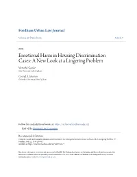 Emotional Harm in Housing Discrimination Cases: a New Look at a Lingering Problem Victor M