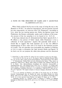 Ἀ Note on the Speeches of Nabis and Τ. Quinctius Flamininus (195 B.C)