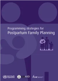 Programming Strategies for Postpartum Family Planning
