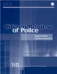 Citizen Review of Police : Approaches and Implementation