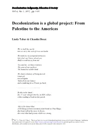 Decolonization Is a Global Project: from Palestine to the Americas