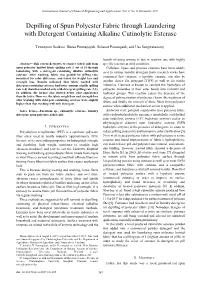Depilling of Spun Polyester Fabric Through Laundering with Detergent Containing Alkaline Cutinolytic Esterase