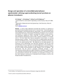Design and Operation of a Microfabricated Phonon Spectrometer Utilizing Superconducting Tunnel Junctions As Phonon Transducers