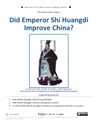 Did Emperor Shi Huangdi Improve China?