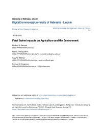 Feral Swine Impacts on Agriculture and the Environment
