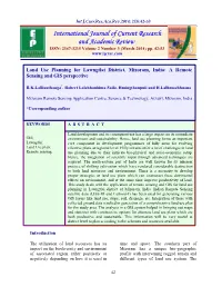 Land Use Planning for Lawngtlai District, Mizoram, India: a Remote Sensing and GIS Perspective