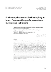 Preliminary Results on the Phytophagous Insect Fauna on Onopordum Acanthium (Asteraceae) in Bulgaria