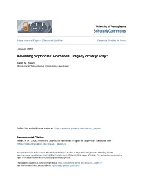 Revisiting Sophocles' Poimenes: Tragedy Or Satyr Play?