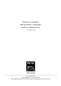 Rwanda at the End of the Transition: a Necessary Political Liberalisation