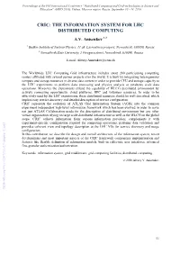 The Information System for Lhc Distributed Computing A.V