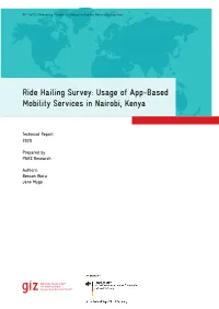 Usage of App-Based Mobility Services in Nairobi, Kenya