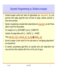 Dynamic Programming Vs. Divide-&-Conquer